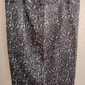 Black Floral Lace Pencil Skirt vampy goth minimalist clean preppy grandma